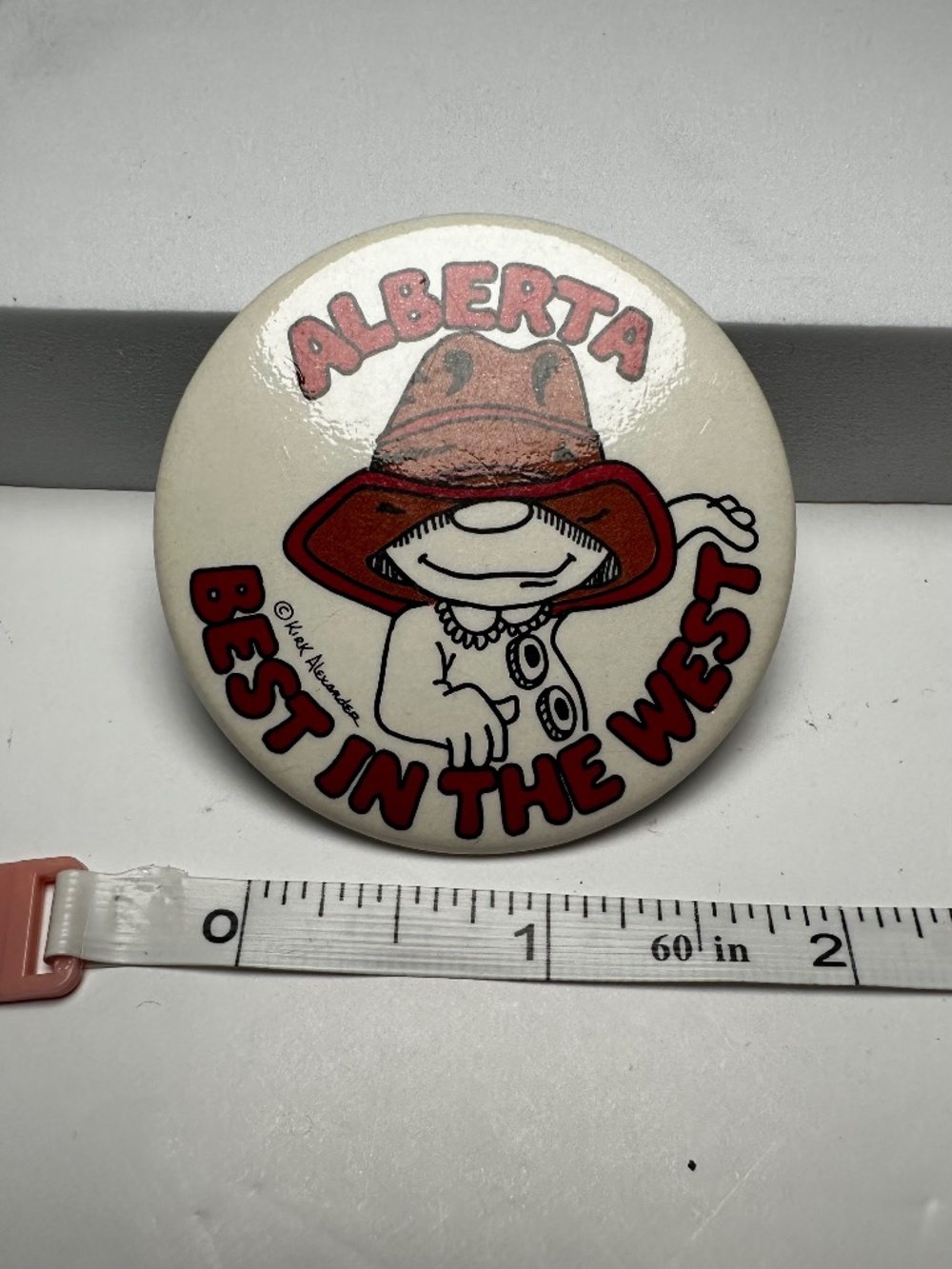 Vintage 1980s Alberta Best in the West Kirk Alexander Pinback Button